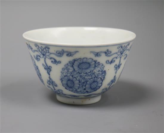 A Chinese blue and white tea bowl, Yongzheng mark